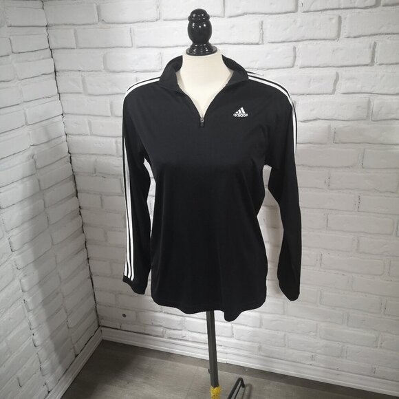 Adidas Youth's Size XL Unisex Black with White Stripes 1/4 Zip Pullover - Picture 4 of 11